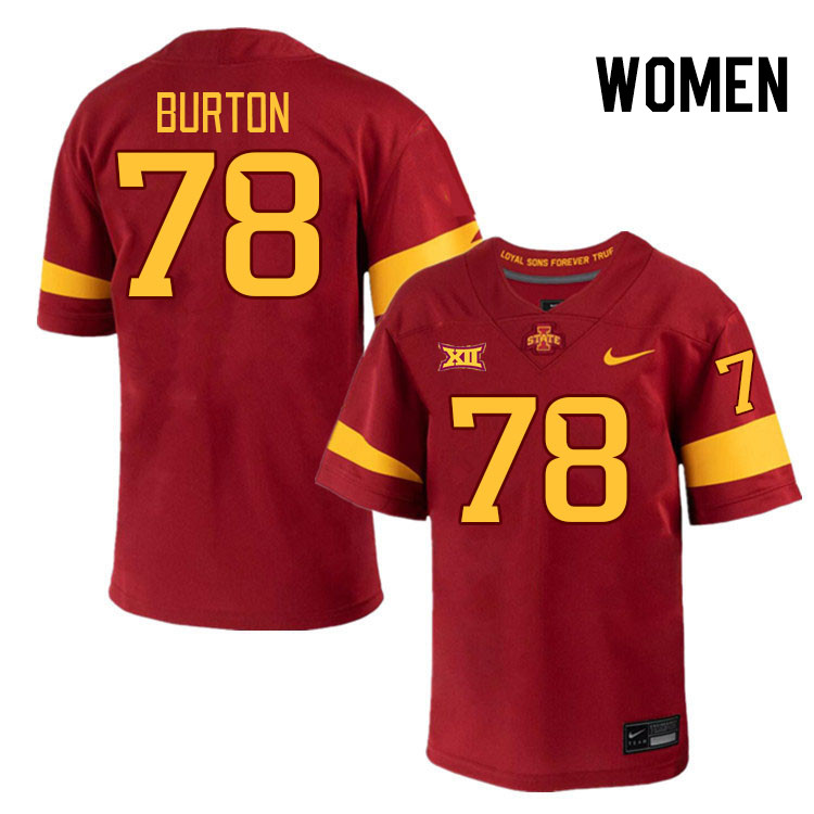 Women #78 AJ Burton Iowa State Cyclones College Football Jerseys Stitched-Cardinal